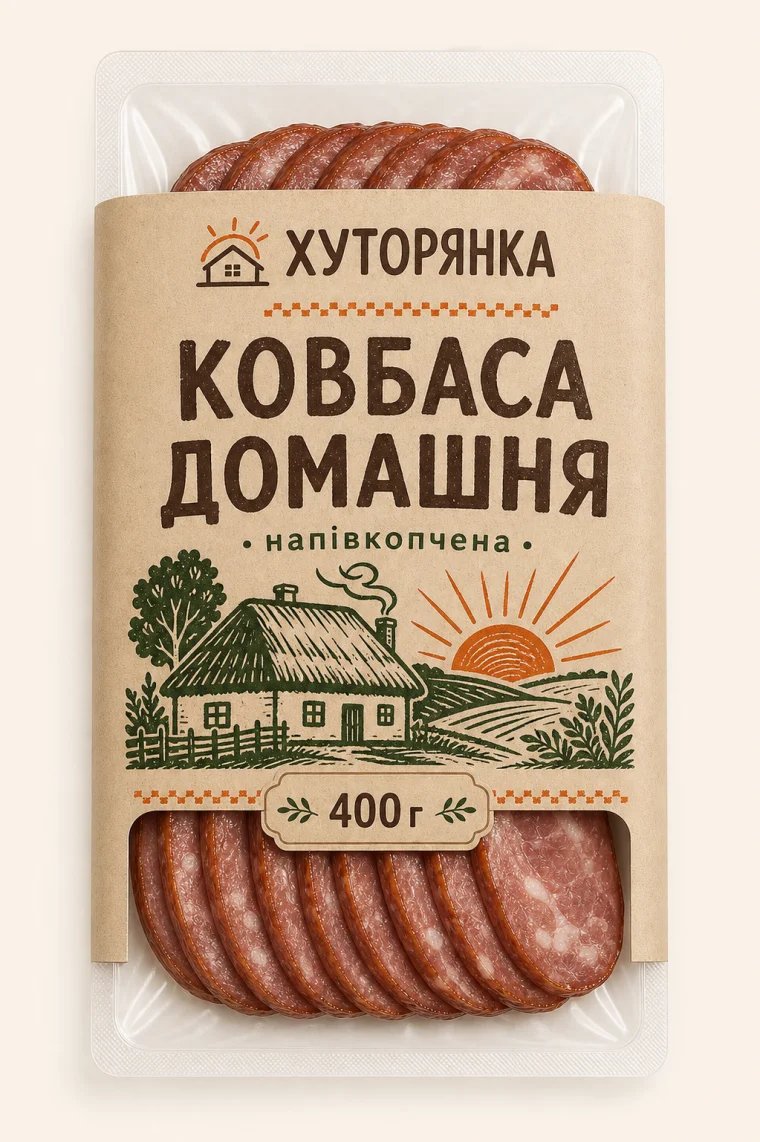 Концепт упаковки Ковбаса Домашня